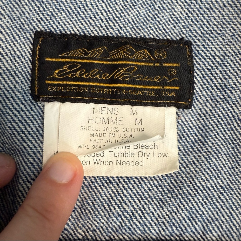 Vintage Eddie Bauer Blue‎ Denim Jean Jacket Mens Large 90s Rare Sz M Streetwear - Picture 6 of 11